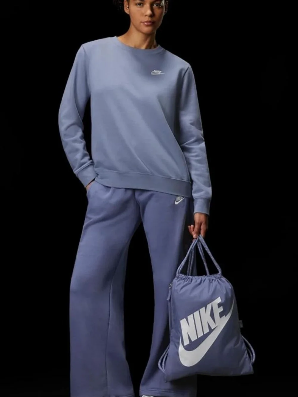 Nike Slate Blue Drawstring Backpack with White Swoosh